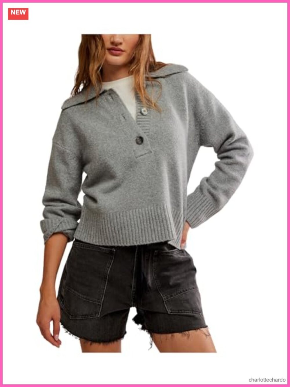 Womens Long Sleeve Polo Shirt Cotton Blend Pull On